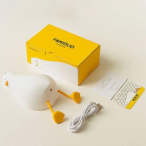 Lying Flat Duck Night Light, Led Squishy Duck Lamp, Cute Light Up Duck, Silicone Dimmable  Nightlight, Rechargeable Bedside Touch Lamp